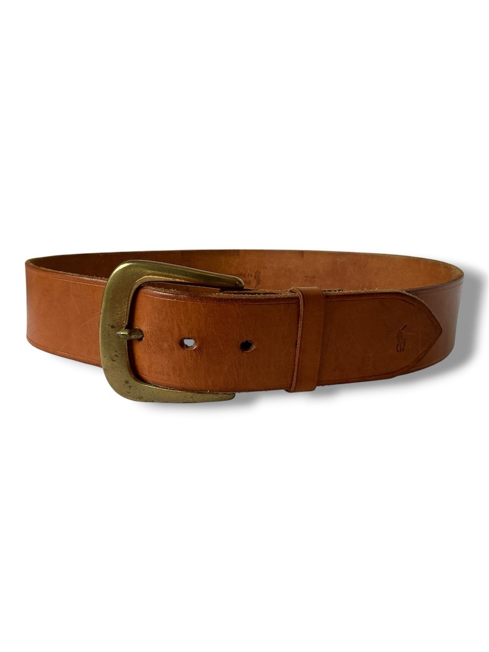 Polo Ralph Lauren Brass Buckle Tan 
Leather Belt Size 30